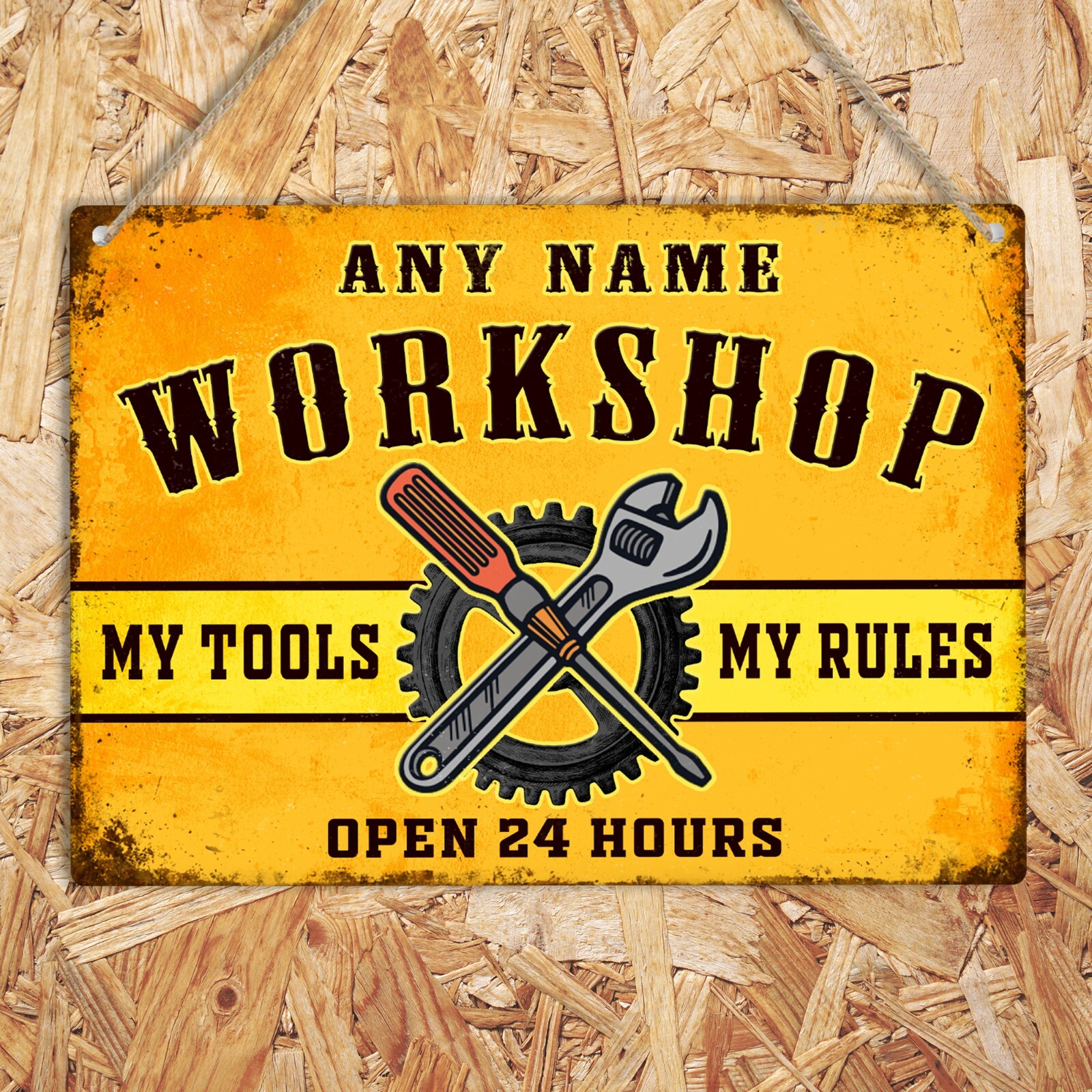 WORKSHOP PERSONALISED Retro Metal Tin Sign Wall Plaque Name Garage Man Cave Shed