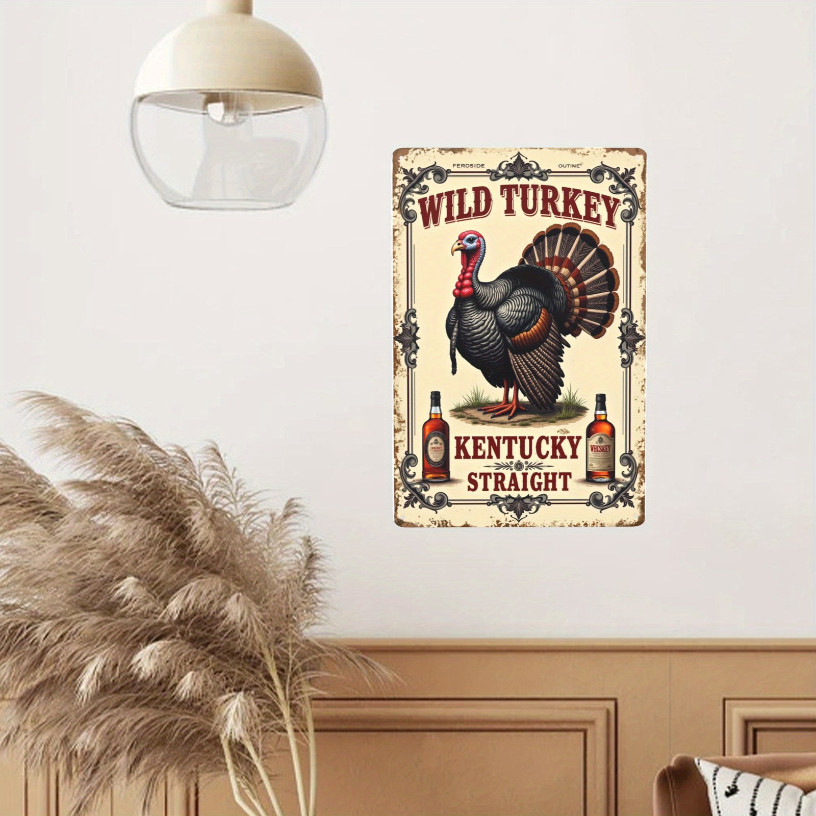 Wild Turkey Kentucky Straight Whiskey Tin Metal Sign Wall Decor 8×12