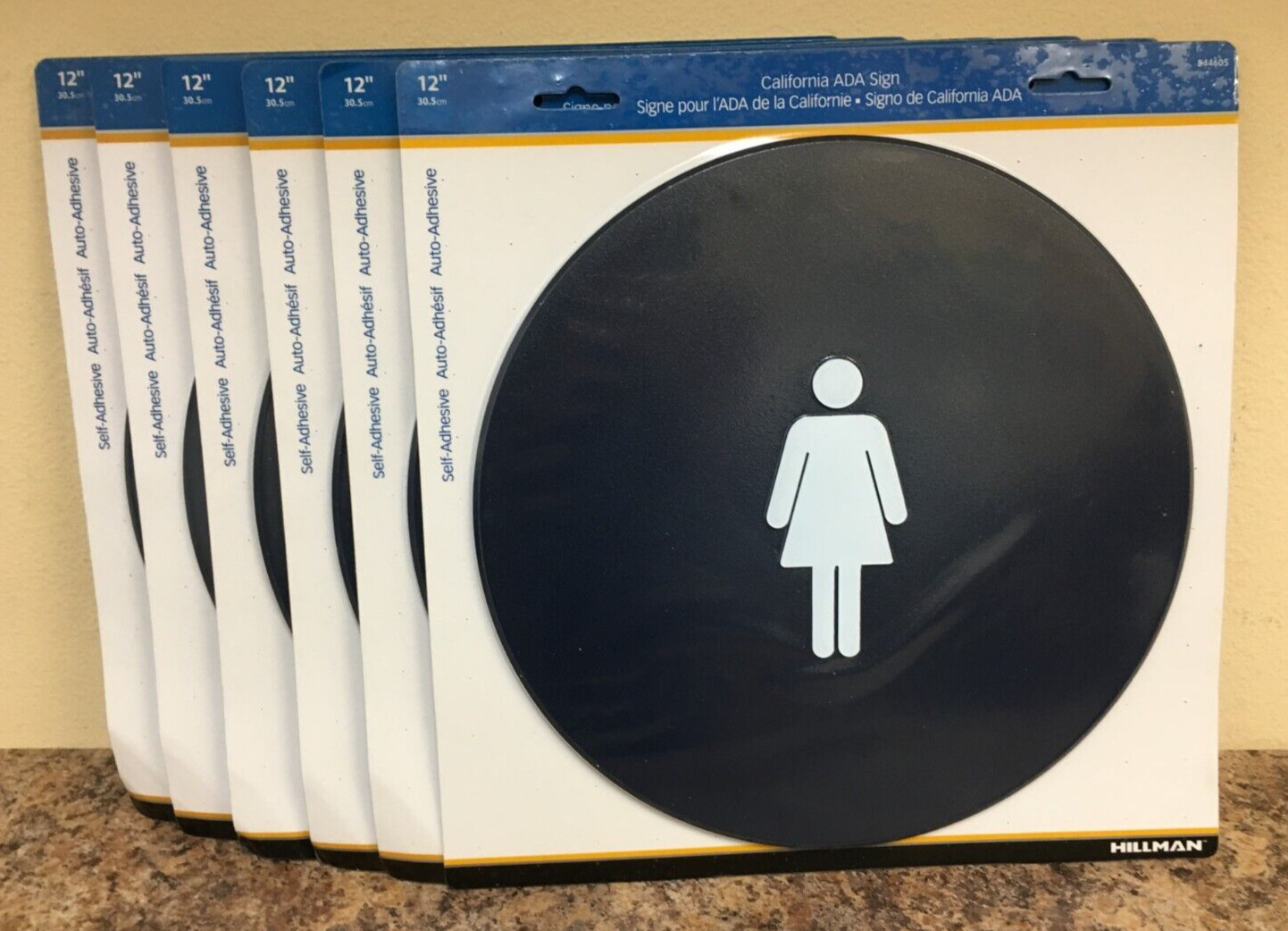 HILLMAN 844605 Blue Circle Women’s Restroom 12 in. Plaque 6-Pack