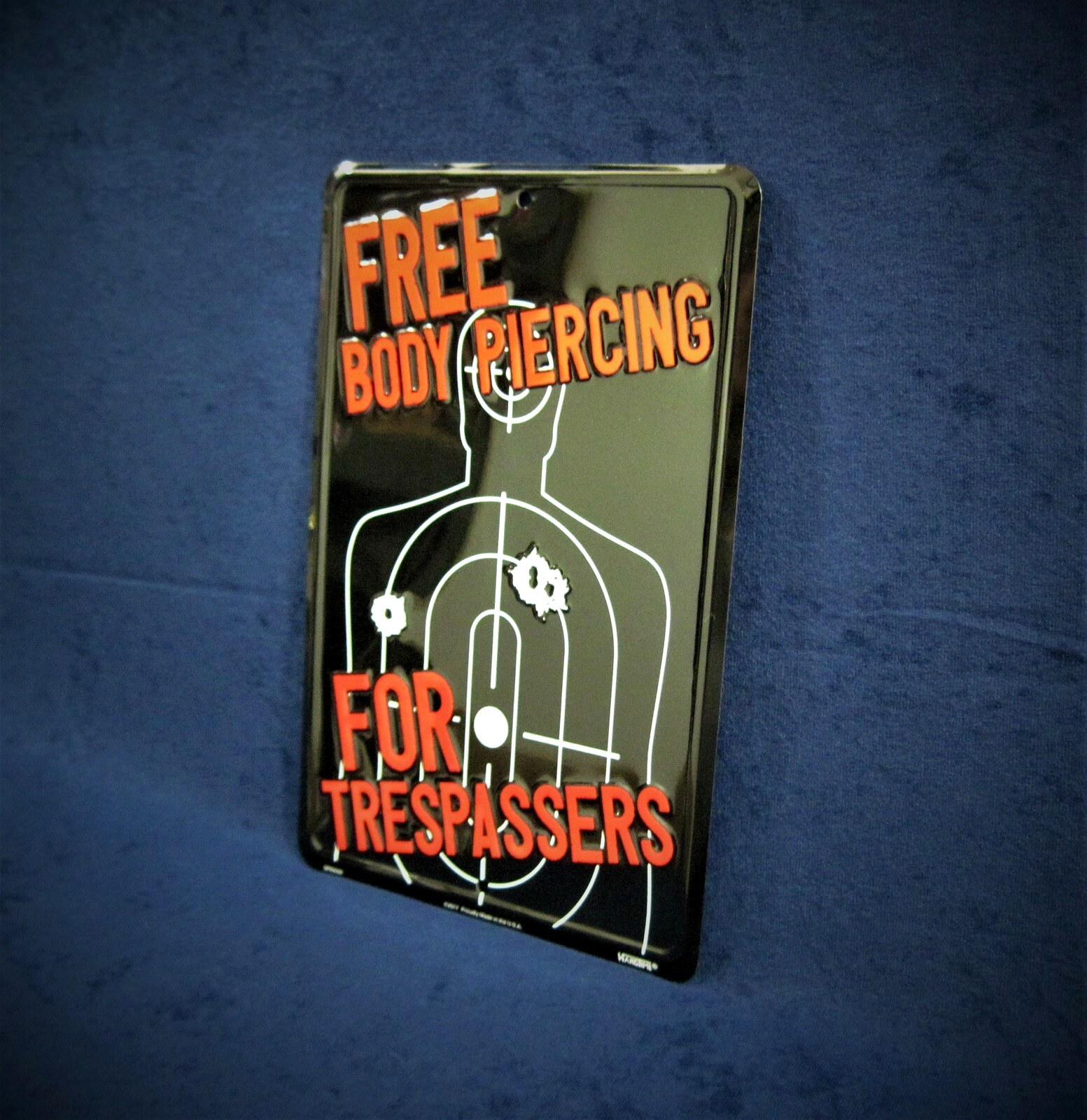 FREE BODY PIERCING – *US MADE* Embossed Metal Sign – Man Cave Garage Bar Decor
