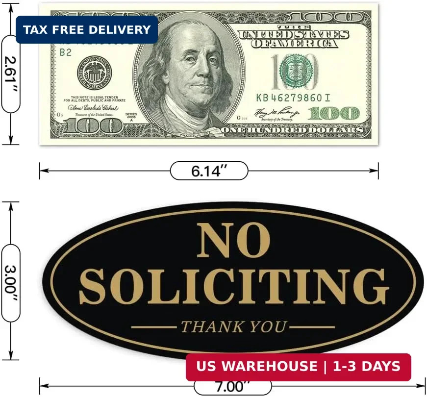 (2 Pack) No Soliciting Sign for House, Self Adhesive No Soliciting Sign for Fron