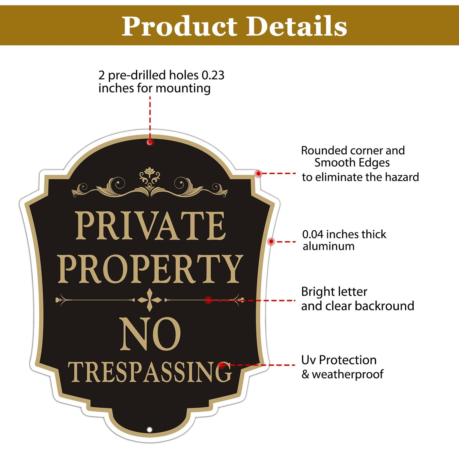 2 Pack Private Property No Trespassing Sign, 12×10 Inch Aluminum Metal Sign, …