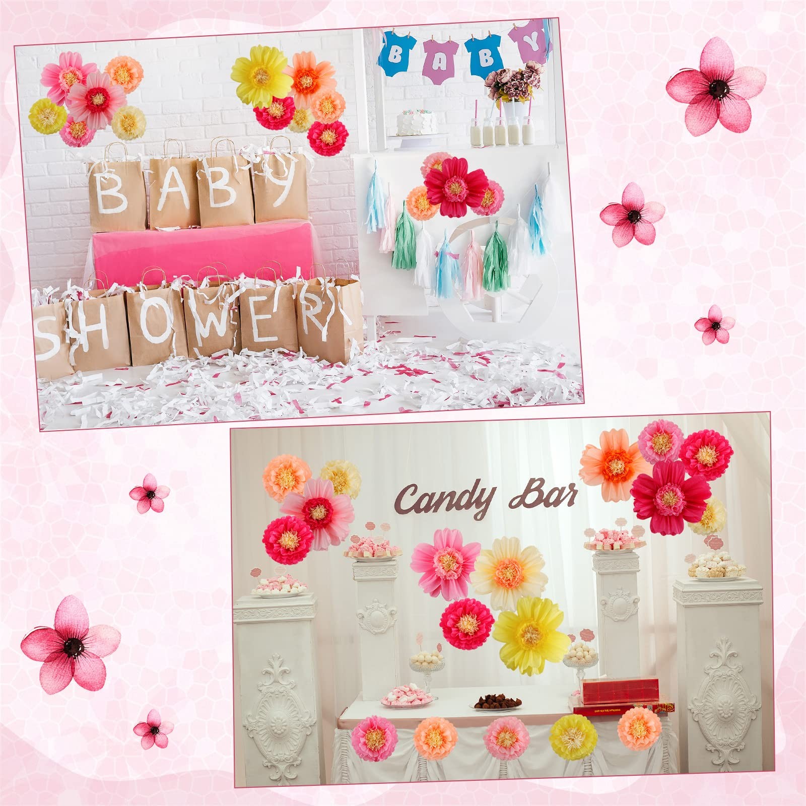 Fresh Color Large Tissue Paper Flowers Giant Fiesta Craft Crepe Decor 24 PCS