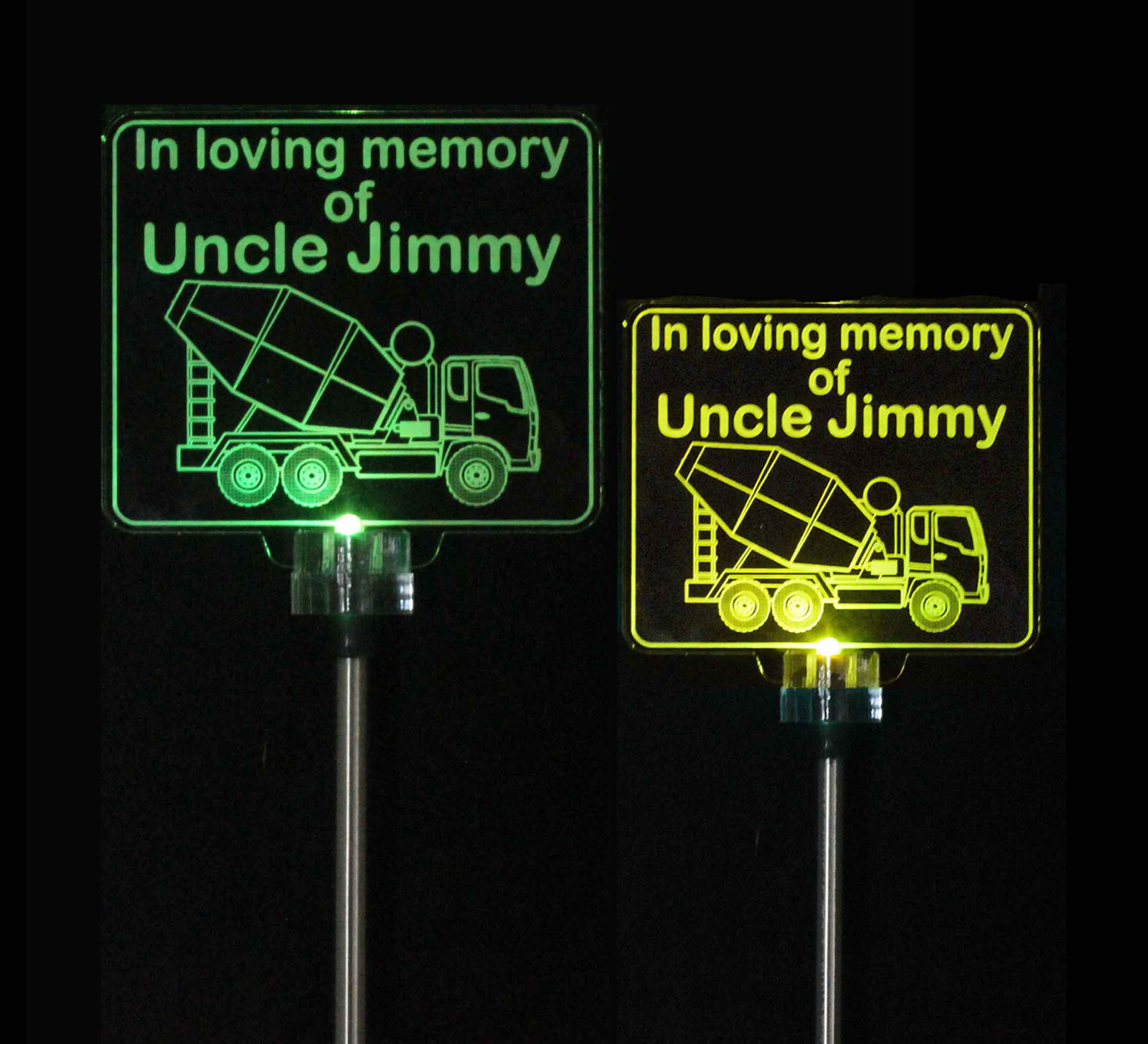 Personalized Bulldozer Solar Lights grave marker, Memorial Plaque, Cemetary