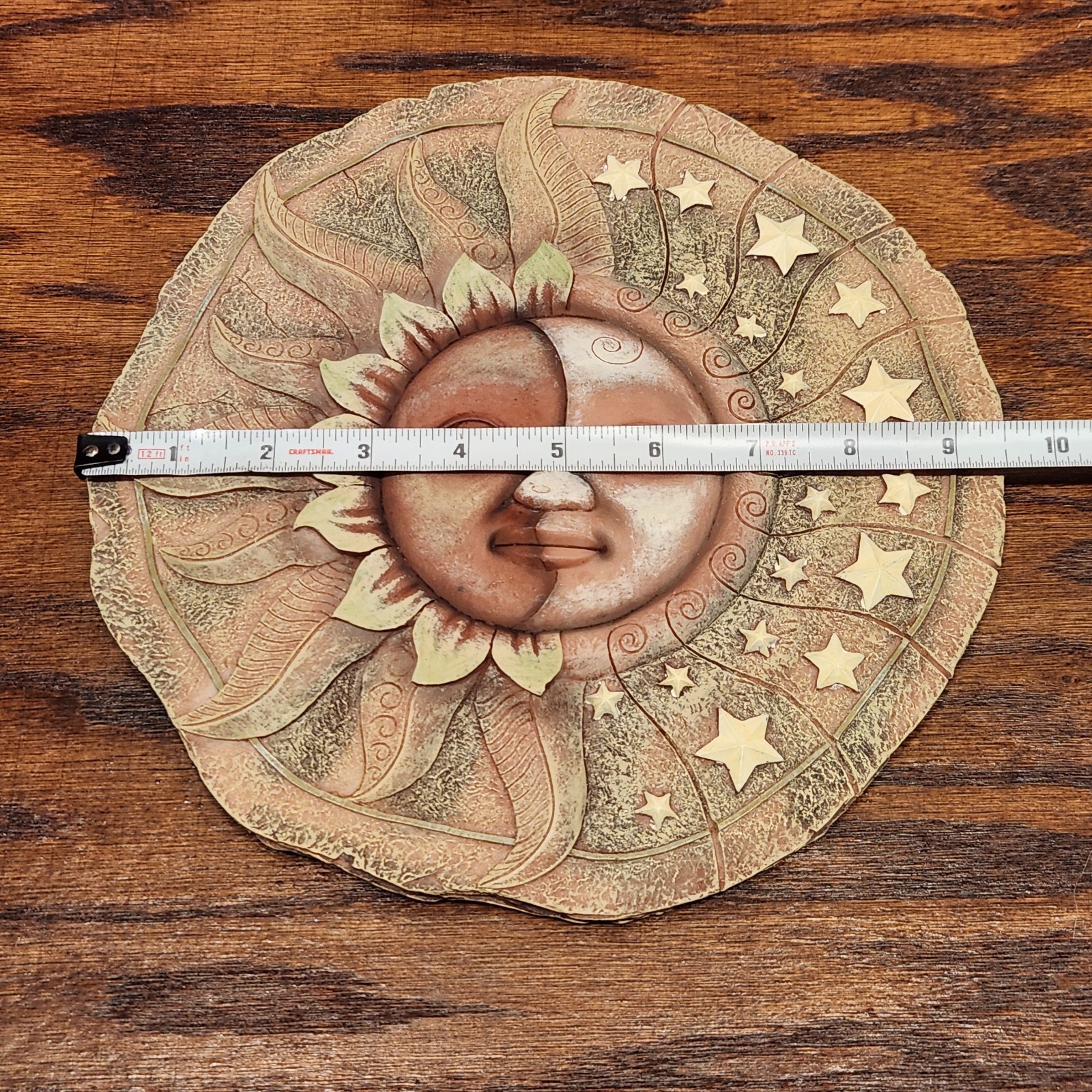 Vintage Garden Plaques Sun & Moon Celestial Wall Hanging Stone Slate 2002