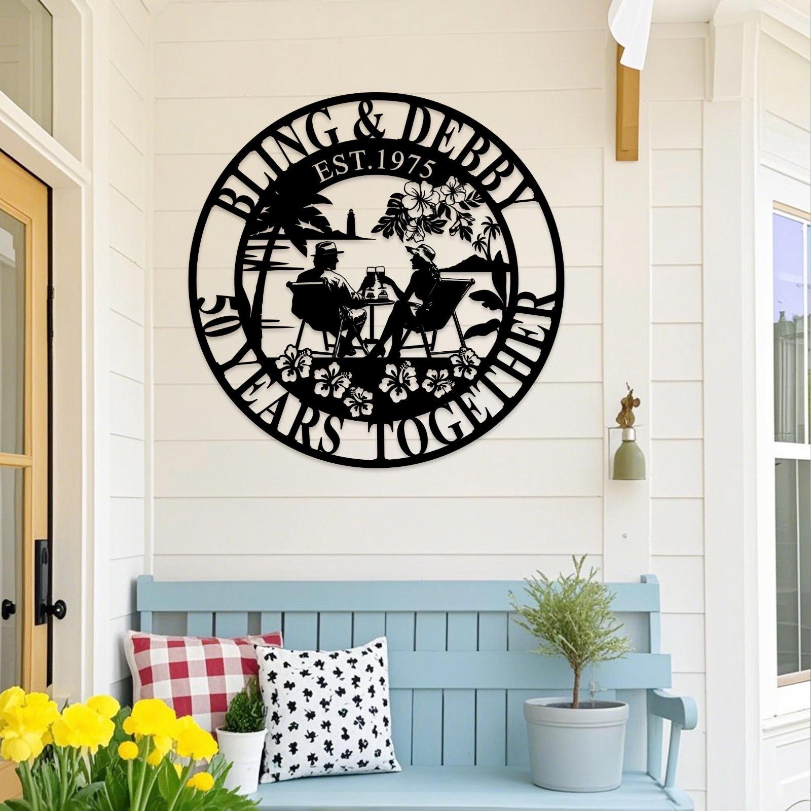 Personalized Couple Metal Sign, Years Together Anniversary Wall Art