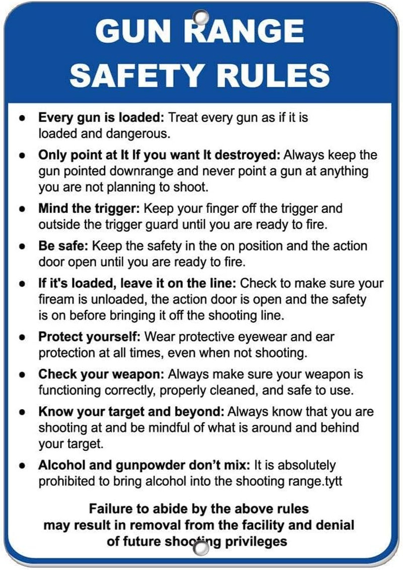 Gun Range Safety Rules Every Gun Is Loaded Security Sign Aluminum Metal Sign