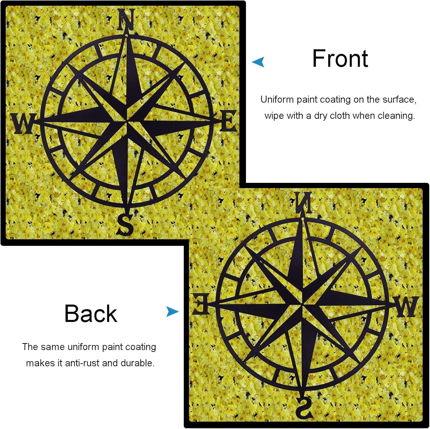 11 Inches Metal Decorative Nautical Compass Wall Decor, Living Room Bedroom O…