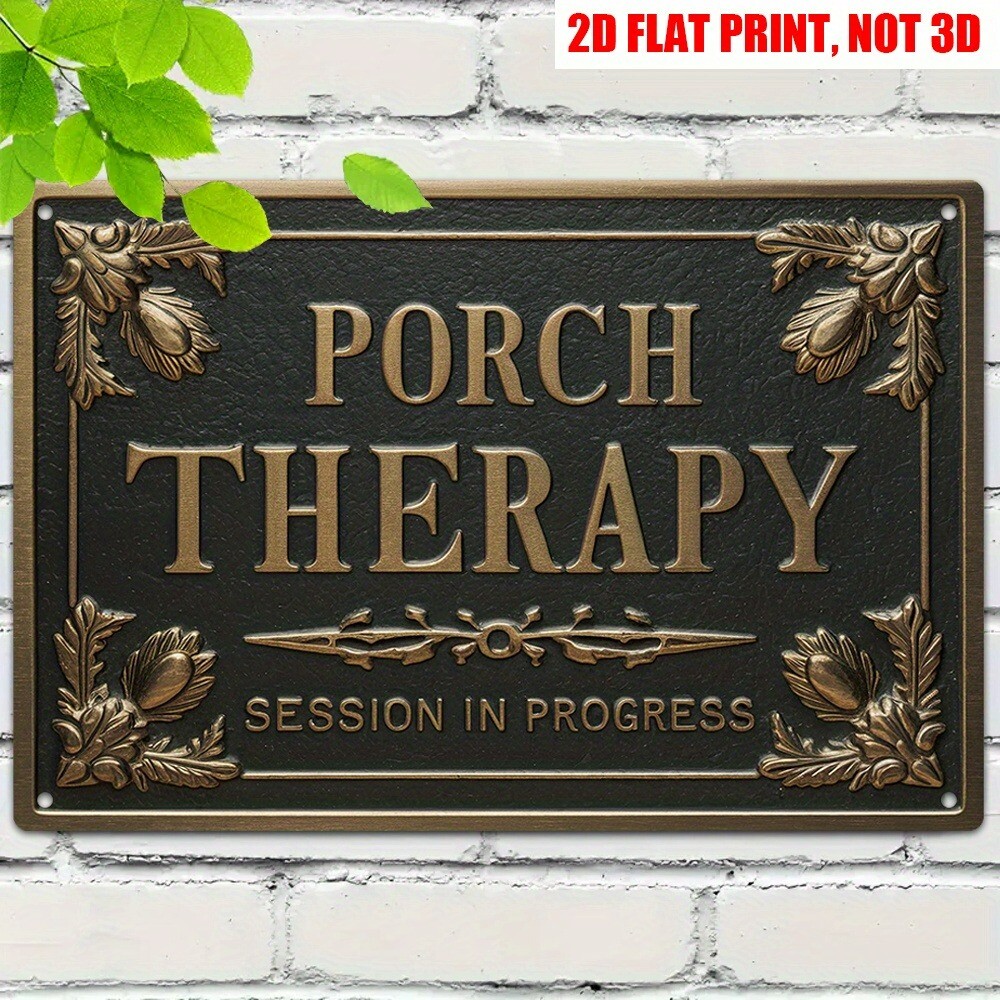 Vintage Tin Sign Porch Therapy Session in Progress Wall Decor Front/Back Porch