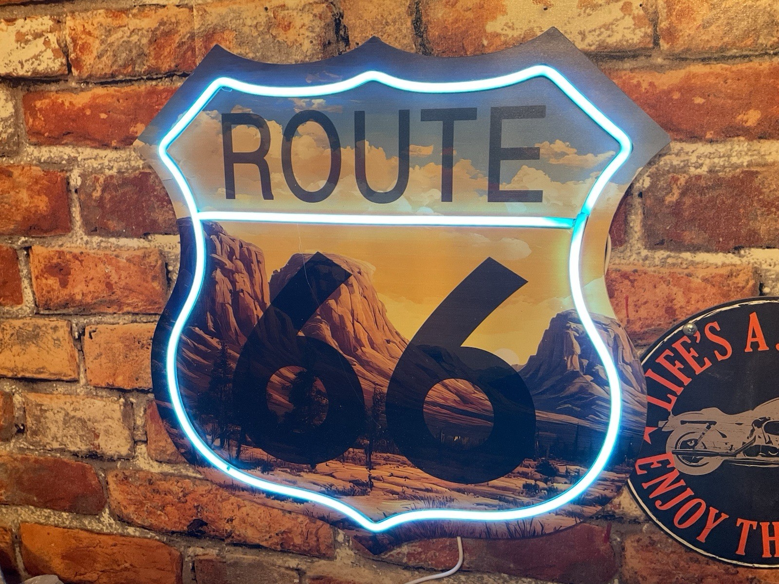 16″ Historic “RT 66” Neon USB Powered Hanging Wall Plaque…Ships Free!