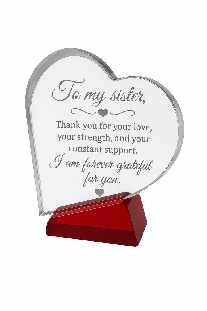 Personalized Crystal Heart Plaque Gift for Her Him – Custom Engraved Gift