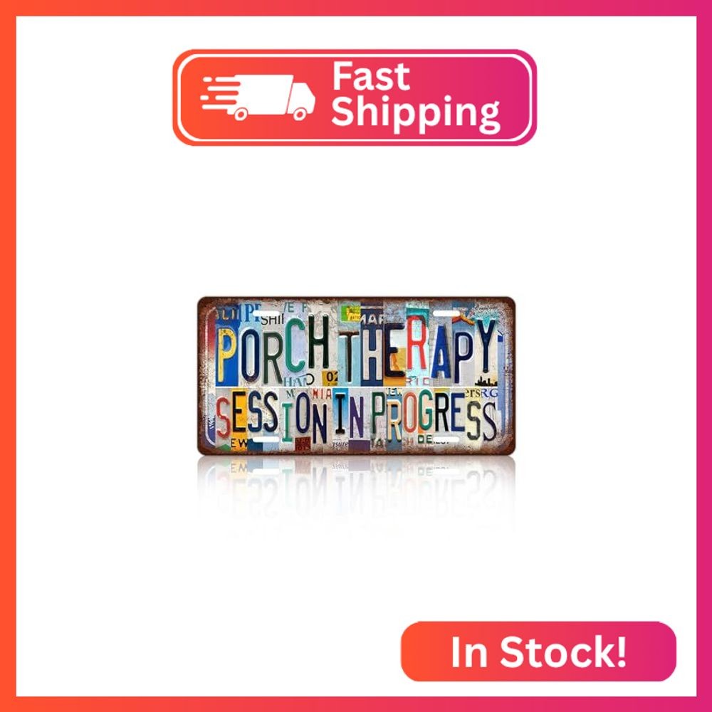 Vintage Porch License Plate Wall Decor Porch Therapy Session In Progress Metal T