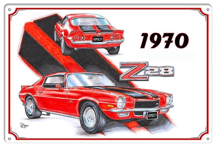 1970 Chevrolet Camaro Z 28 Metal Sign – 12×18 Man Cave Garage Wall Decor Gift