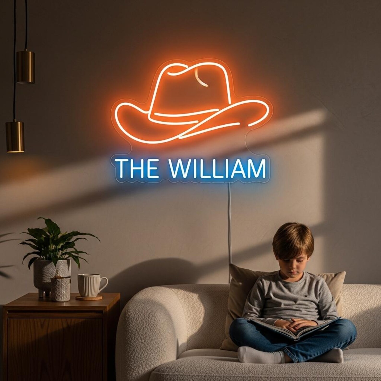 Custom Cowboy Hat Name Neon Light Sign Personalized Western Wall Light Decor