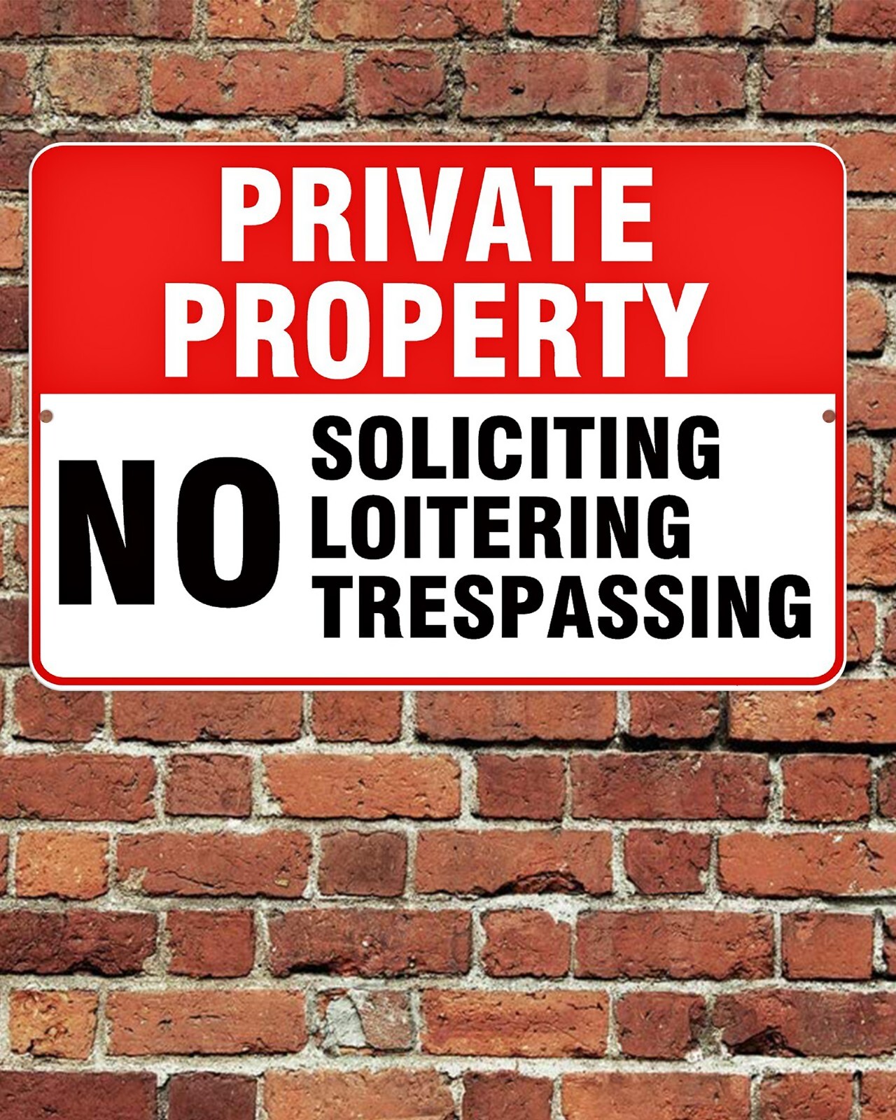 Private Property No Soliciting Loitering Trespassing Sign Aluminum Metal 8″x12″