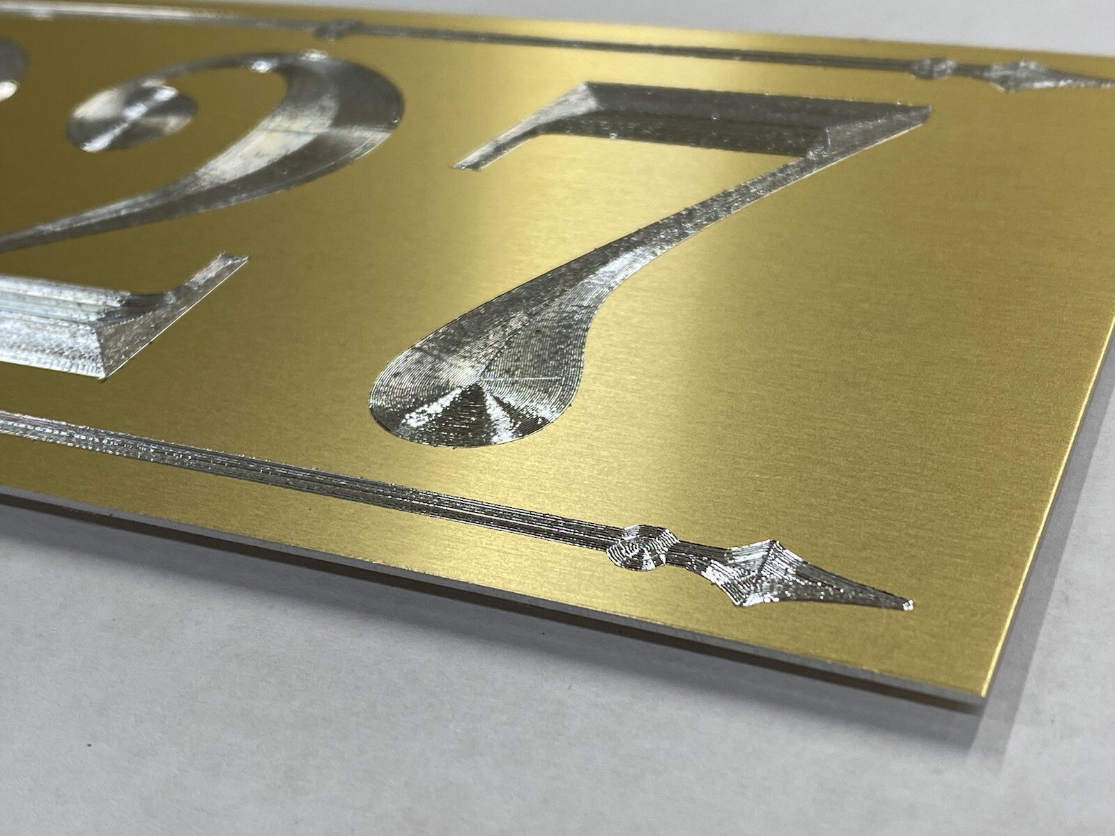 Engraved Personalized Custom House Number Street Address Metal 8×4 Gold Sign