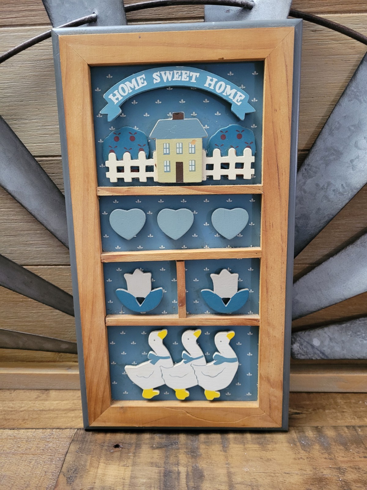 Vintage 1987 Habersham Country Collection Home Sweet Home Wood Wall Plaque Ducks