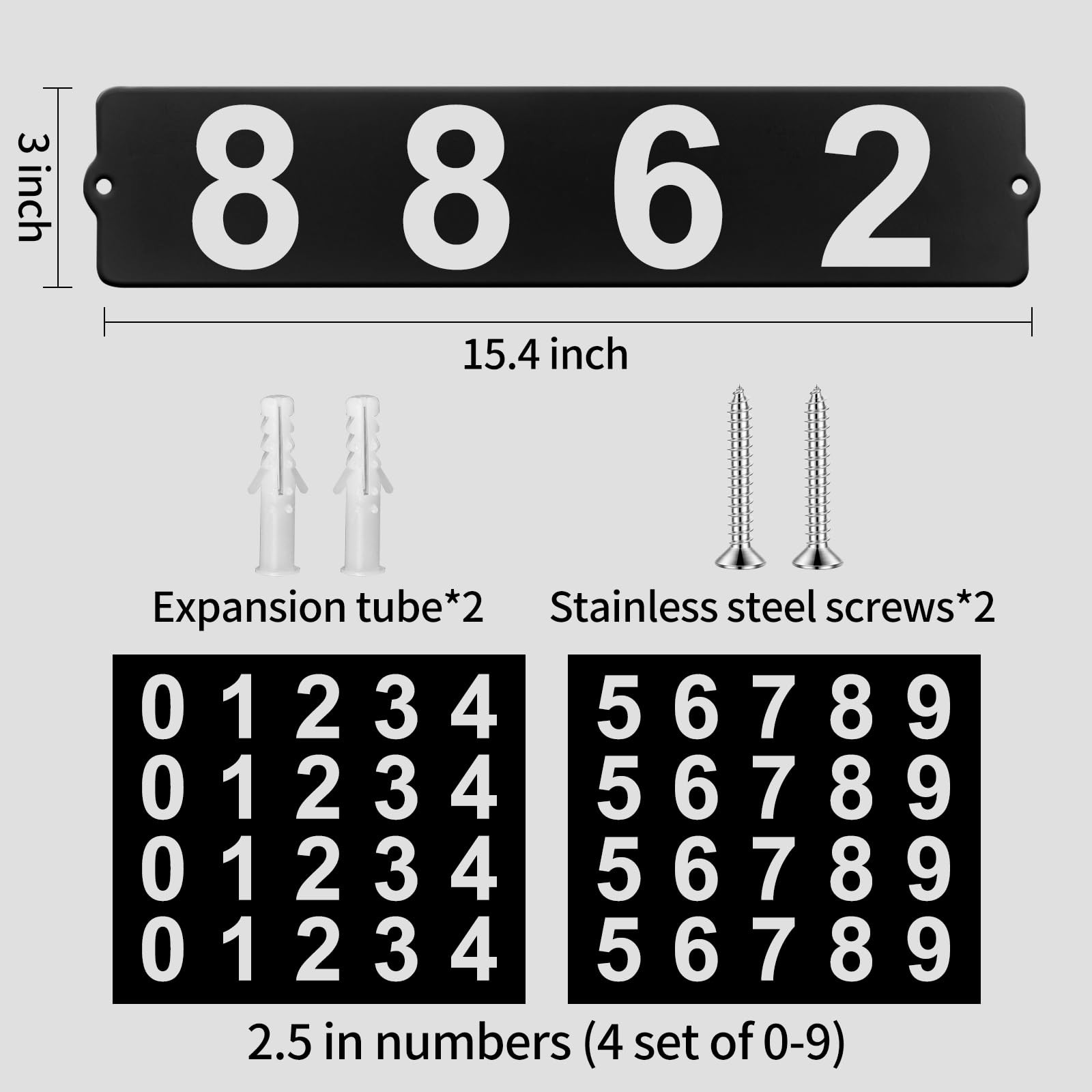 House Numbers for Outside, Metal Address Numbers for House, Waterproof, Horiz…