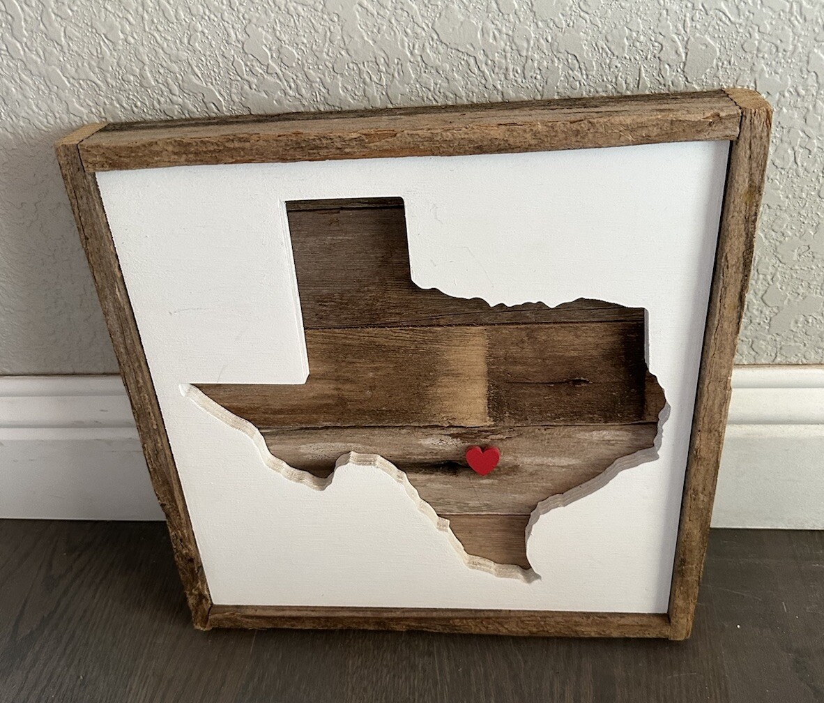 Wood Cut Out State Of Texas Art Farm House Style 12 in X 12 in