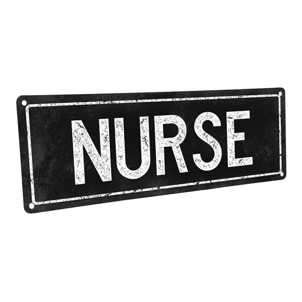 Black Nurse Metal Sign; Wall Decor for Studio and Office