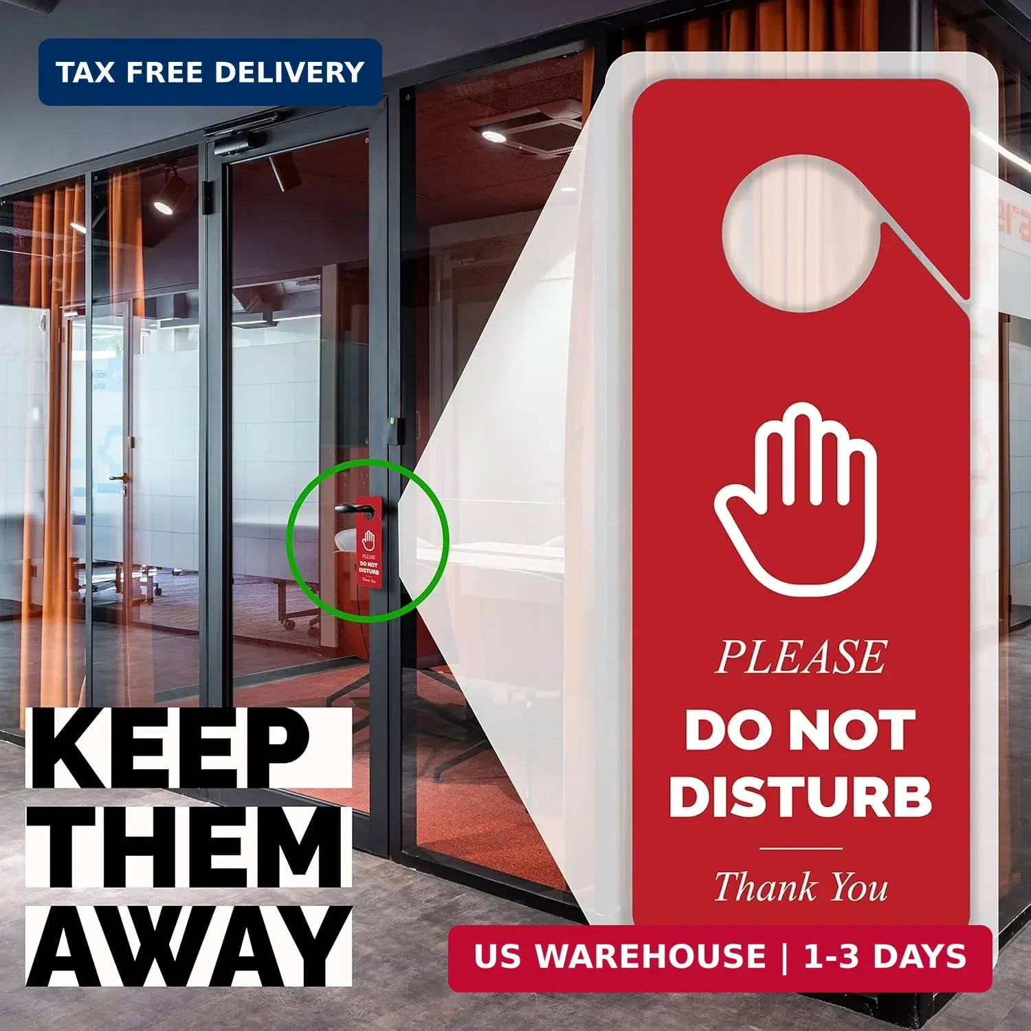 Do Not Disturb Door Hanger Sign, 2 Pack Double Sided, Red and Green, “Please Do