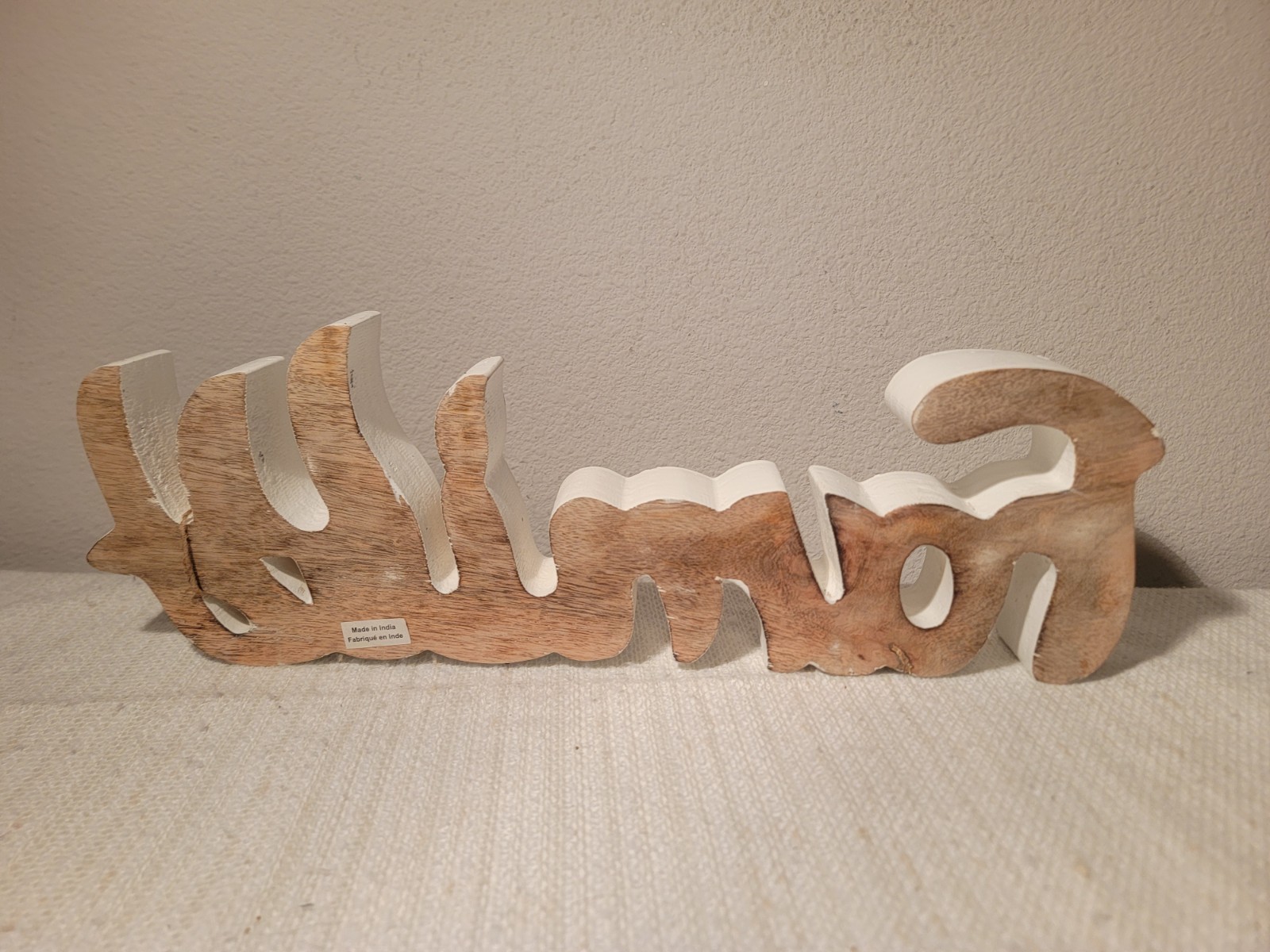 Casa Decor Family Cursive Wood Brown & White Decor Sign 15”x4”x1” New With Tag