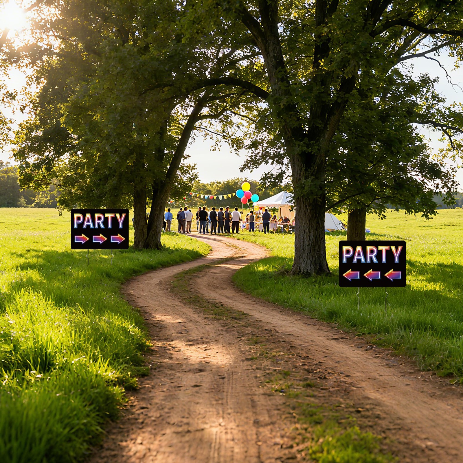 2 Pack Party Signs, Double-Sided Party Sign – 17×12 Inches Corrugated Plastic…