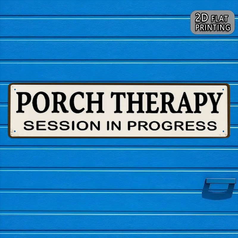 Rustic Thin Border Porch Therapy Metal Sign Country Cottage Entryway Wall Plaque