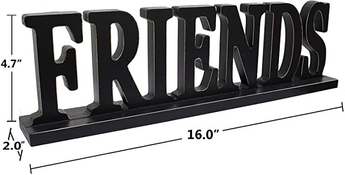 Wooden Friends Sign for Home Decor- Freestanding Cutout Wooden Words Sign Decor