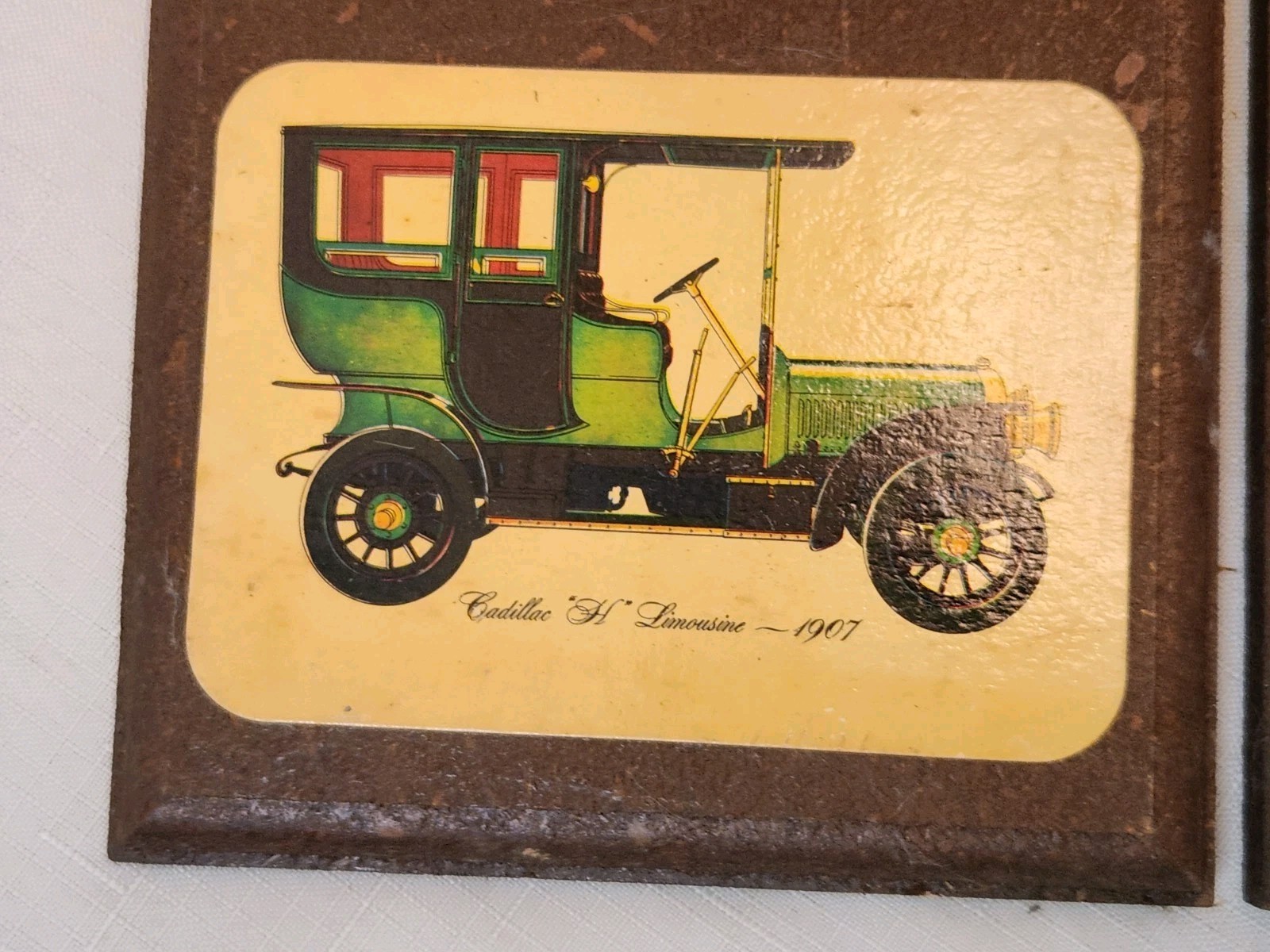 Set Of 2 Vintage 1960s Cars Trains Transportation Wood Wall Plaques Lacquered