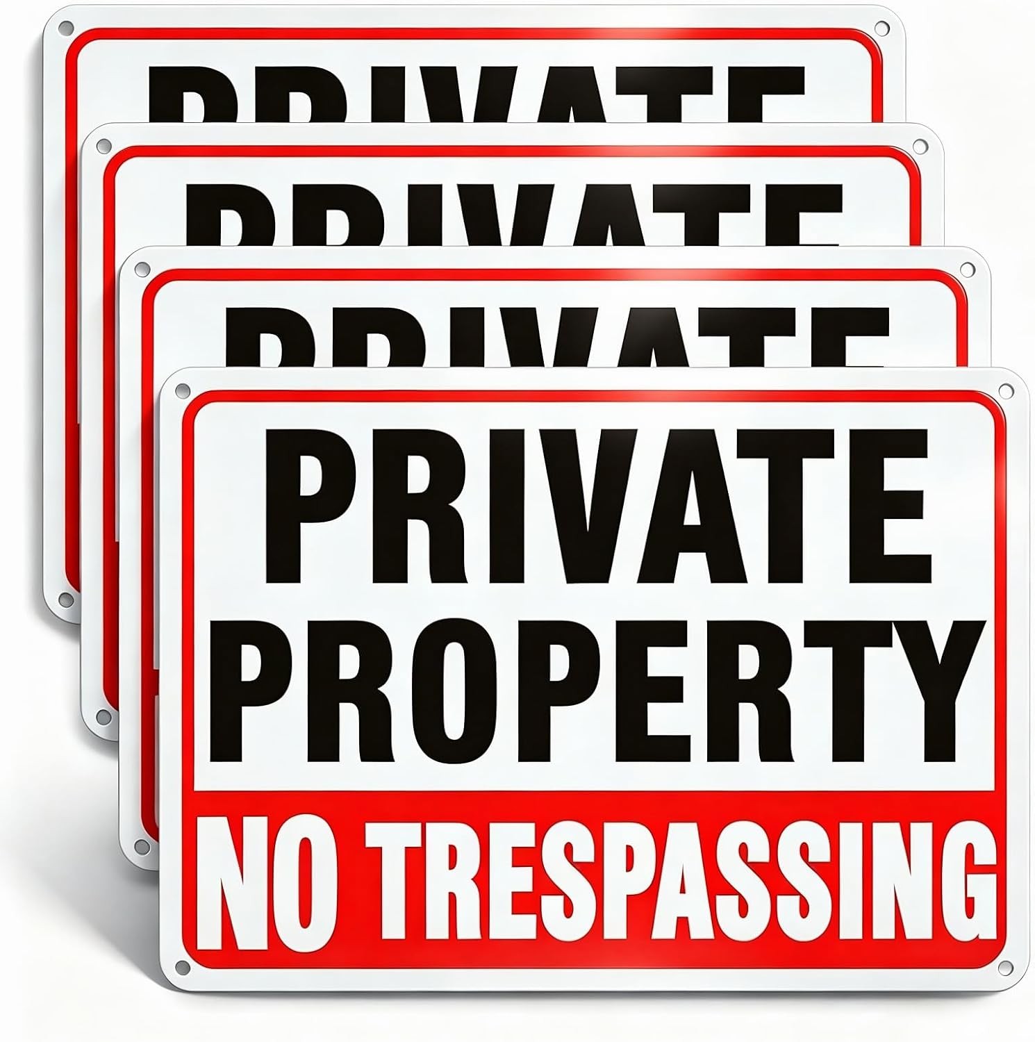 4 Pack Large No Trespassing Signs Private Property, 10×7 Inch Rust Free Aluminum