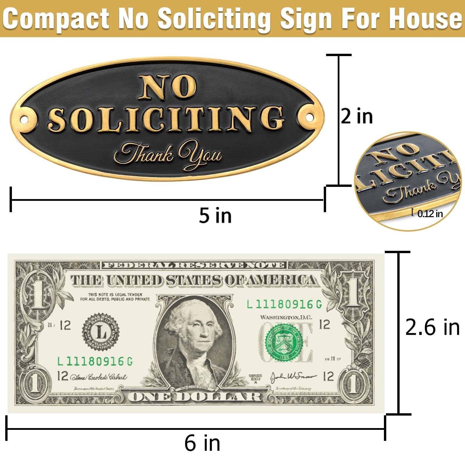 Brass No Soliciting Sign for House Office – No Soliciting Sign for Front Door…