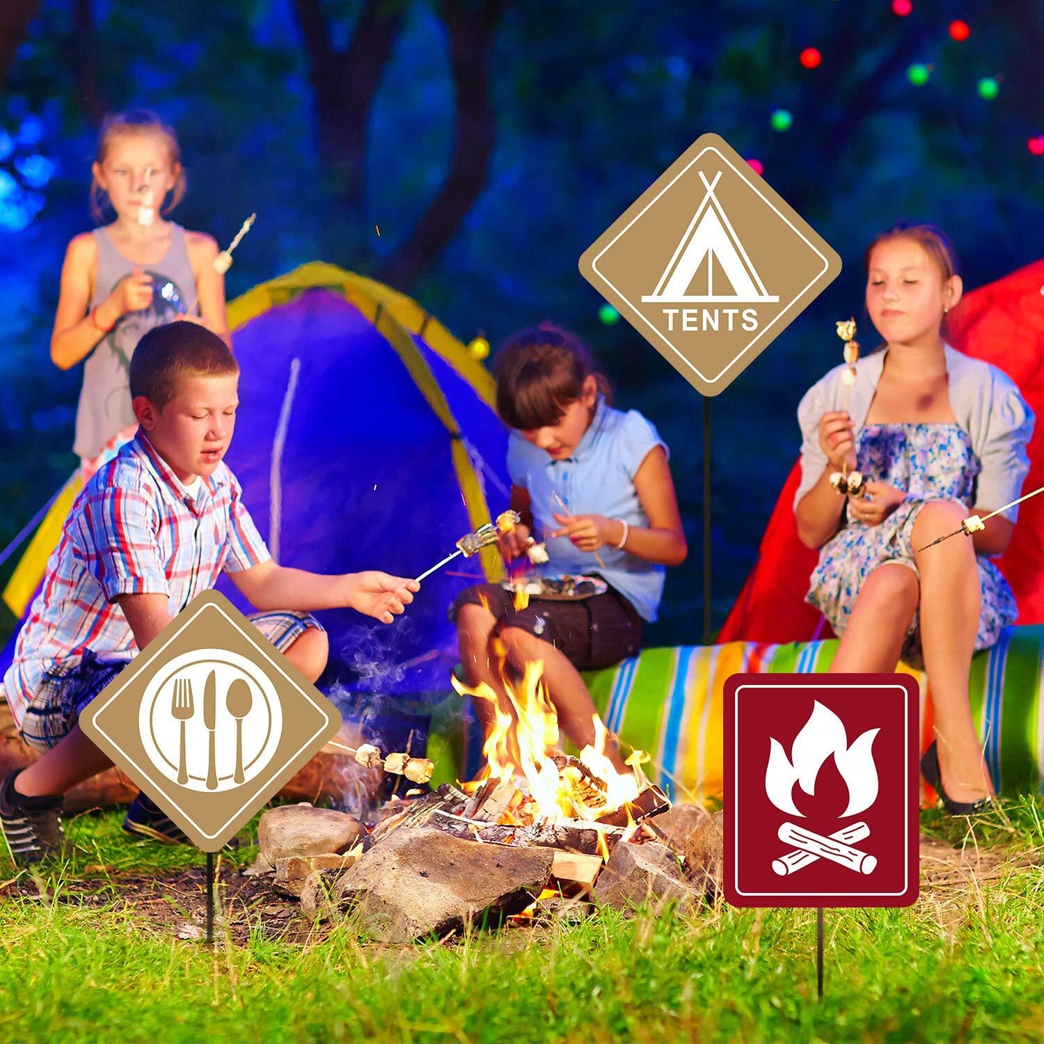 Camping Themed Party Decorations 10-11.8 Inch Laminated Camping Sign Cutouts …