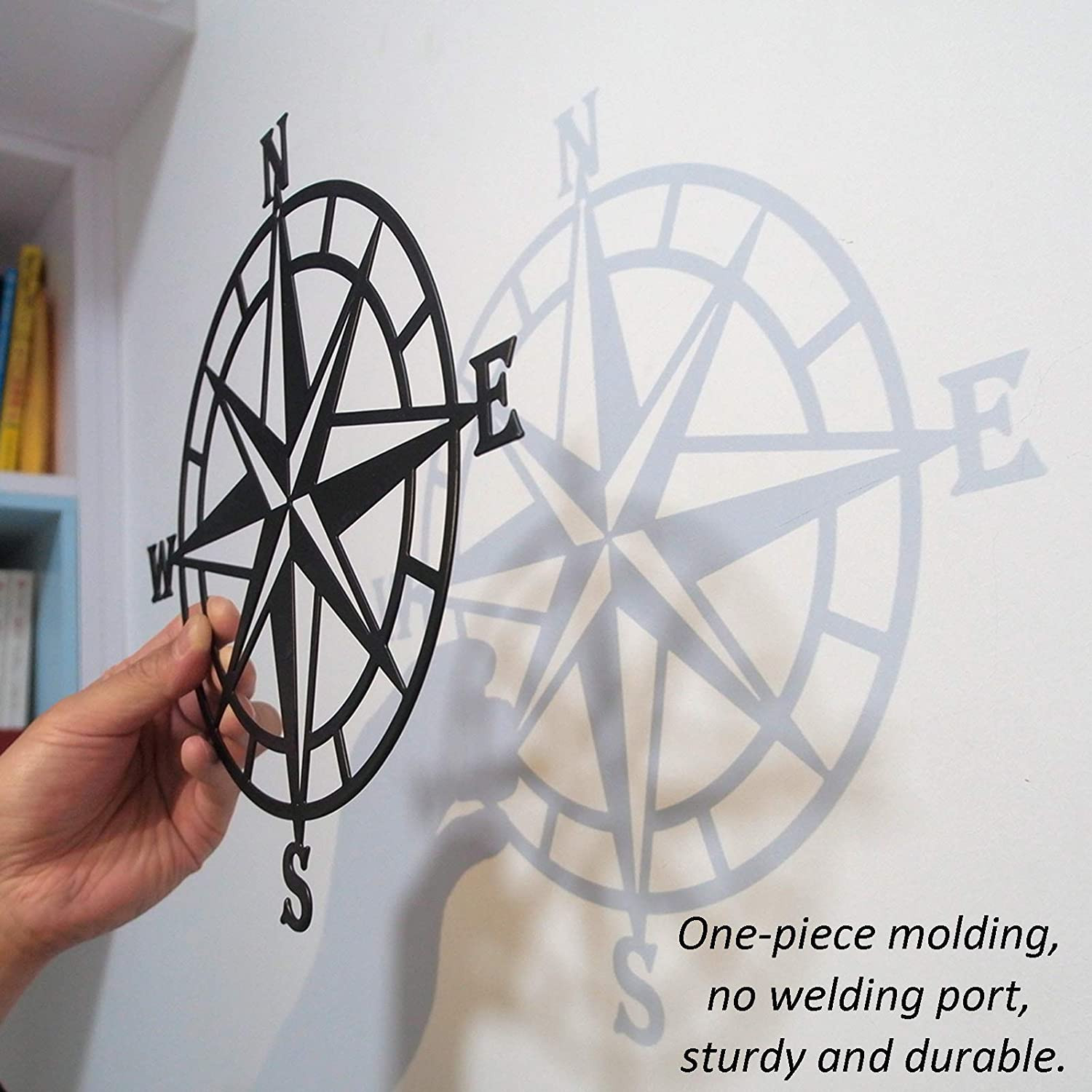 11 Inches Metal Decorative Nautical Compass Wall Decor, Living Room Bedroom O…