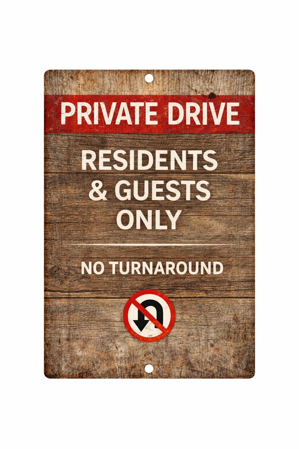 Rustic Private Drive Sign – Residents Guests Only No Turnaround 8×12 Aluminum