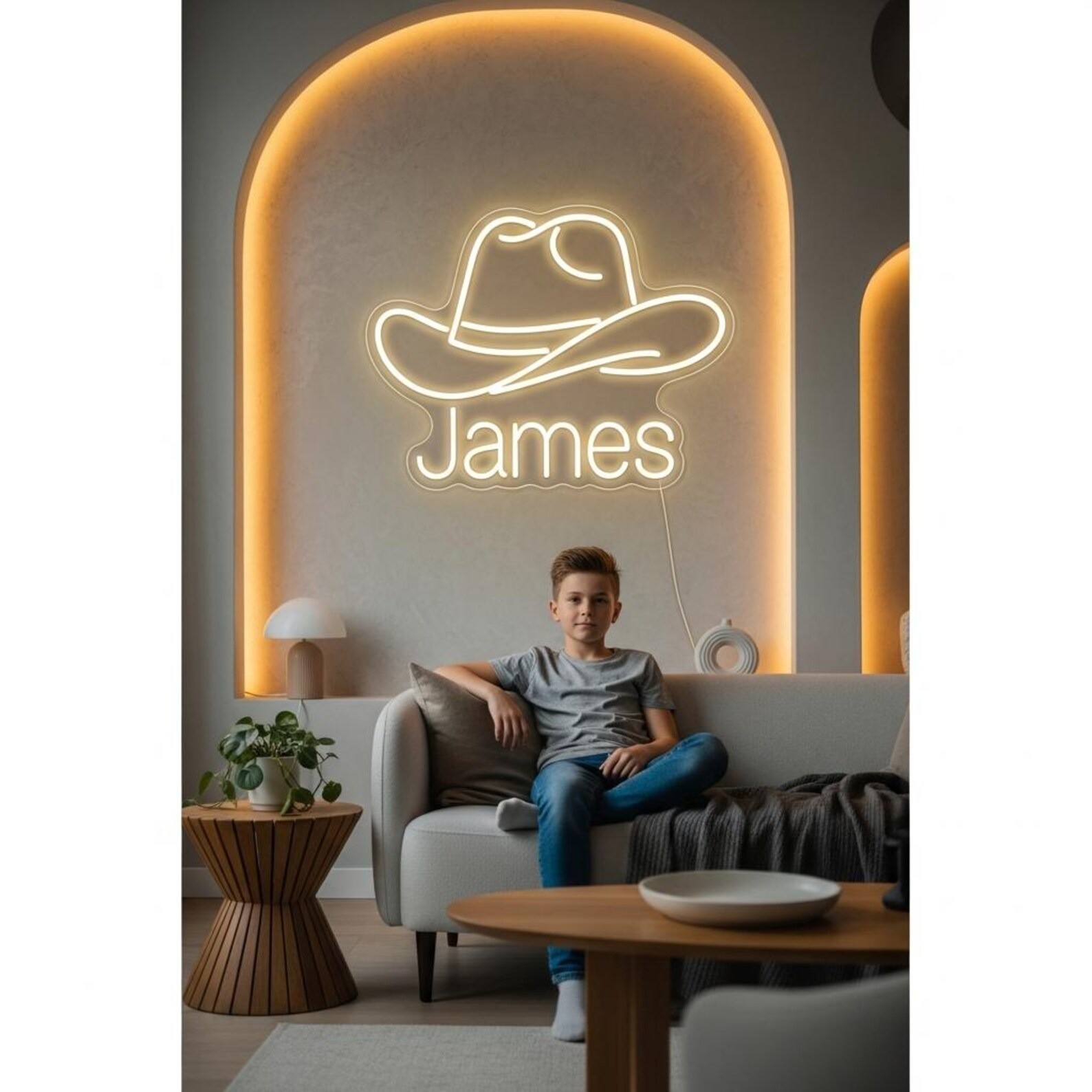 Custom Cowboy Hat Name Neon Light Sign Personalized Western Wall Light Decor