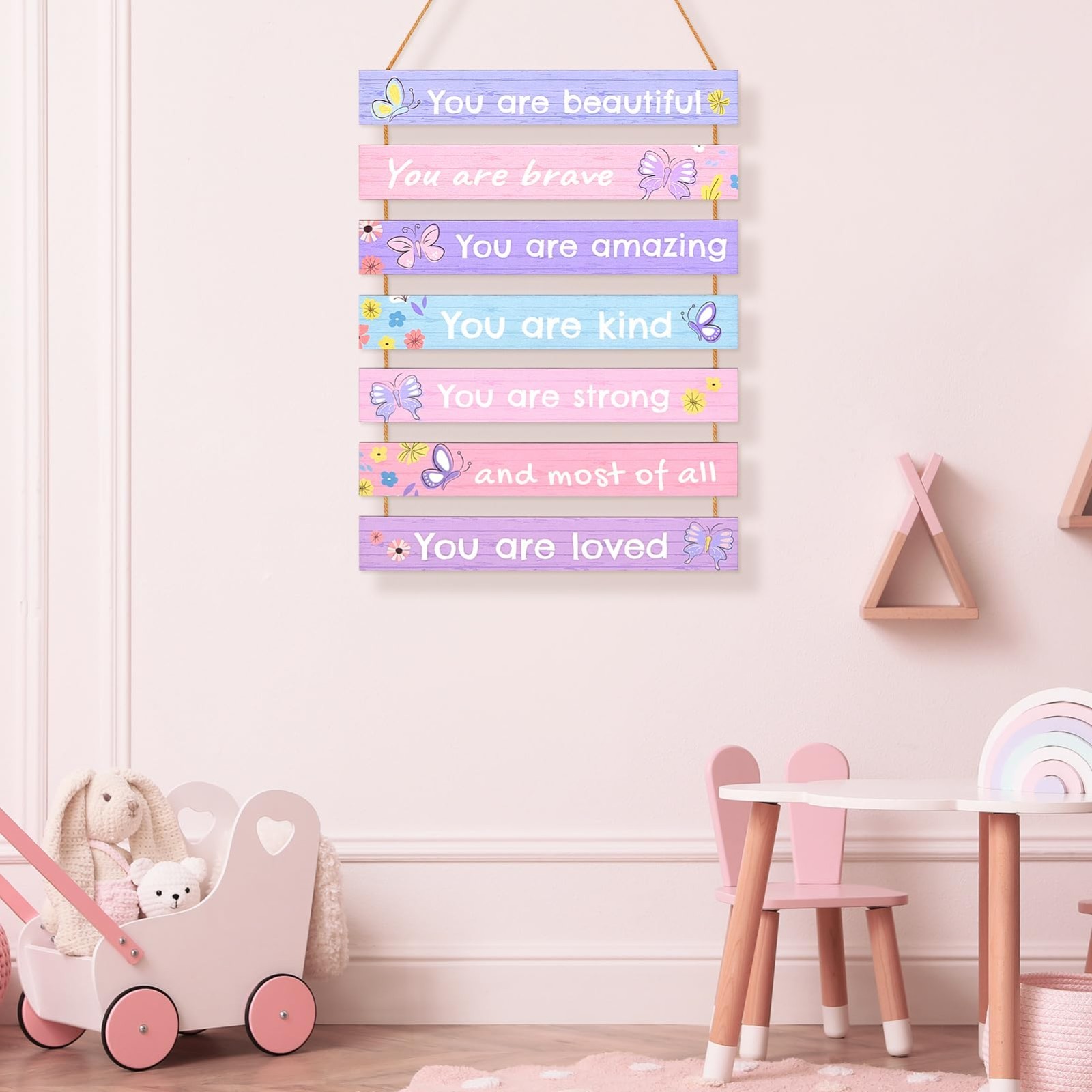 Colorful Inspirational Wall Art for Girls Room Decor – Durable Butterfly Design