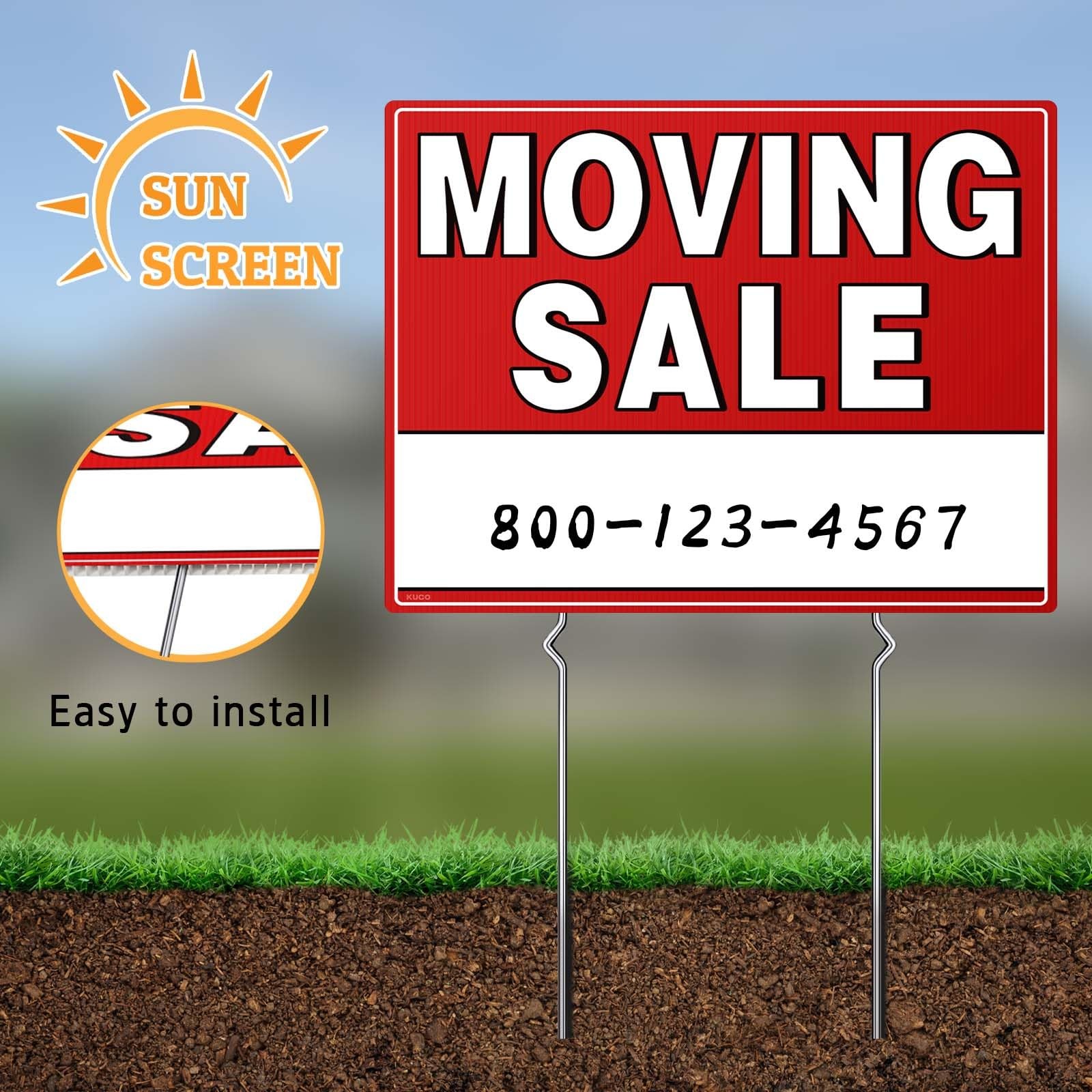 7Pcs WEATHER-PROOF Moving Sale Signs, 17″ x 13″, Double-Sided with Arrow Stic…