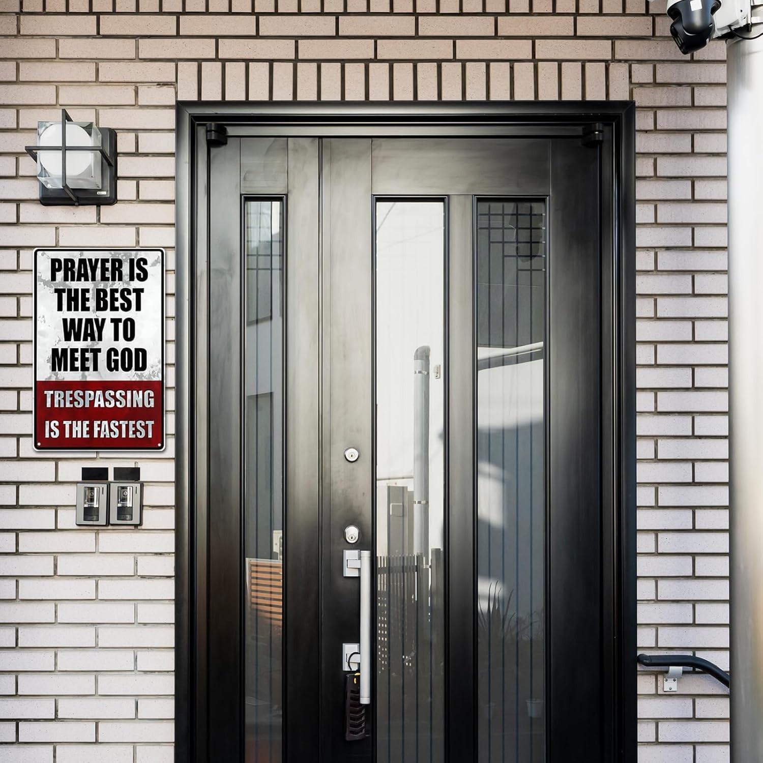 Funny No Trespassing Metal Sign Private Property Warning f/ Wall Fence Or Garage