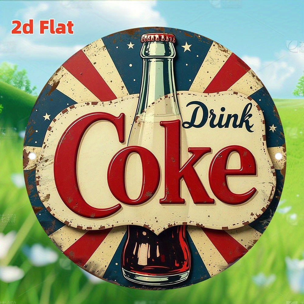 2D Flat, 1 Round Aluminum Tin Metal Signs 8×8 Inches – Vintage Americana Patriot