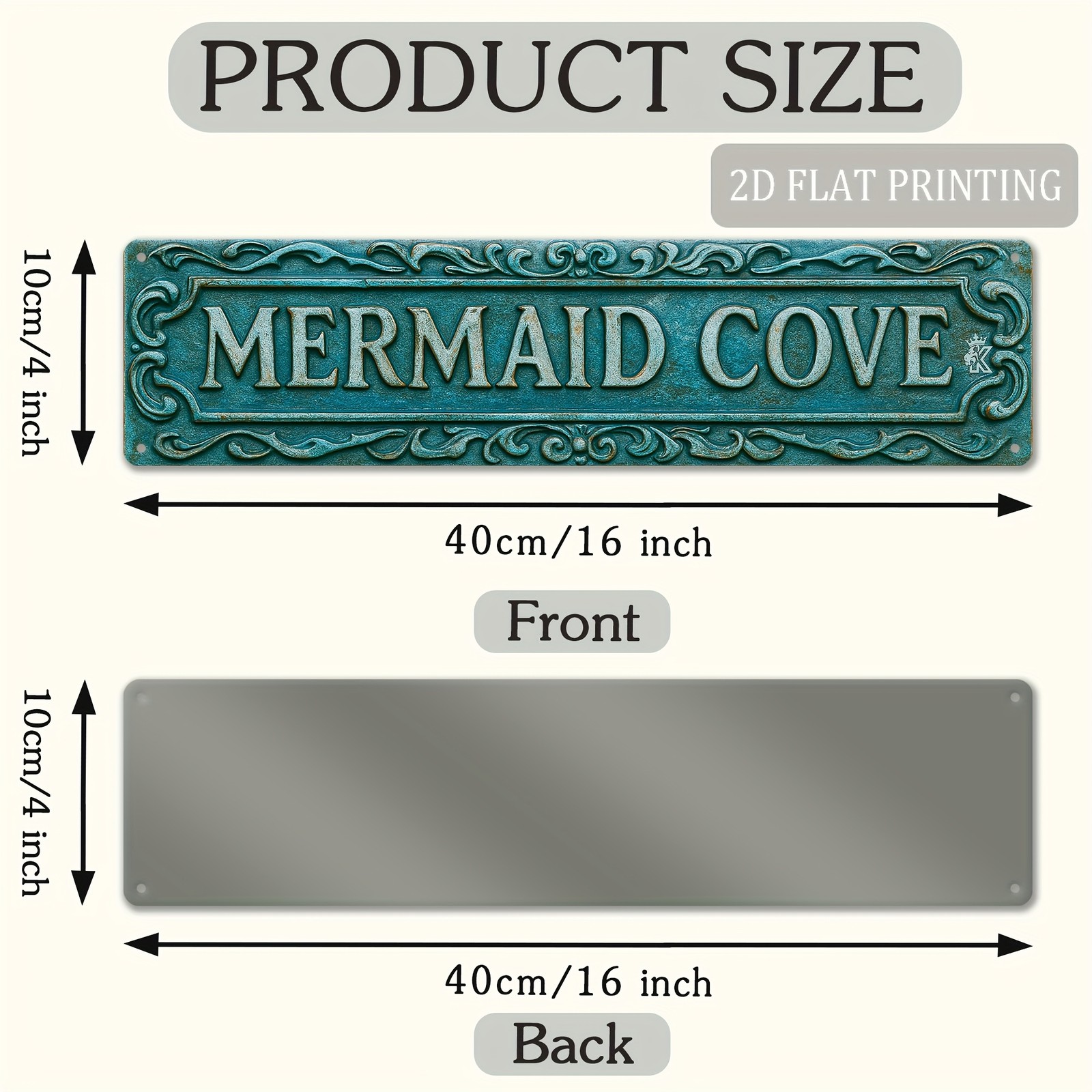 Mermaid Cove Antique Teal Patina Metal Sign Beach House Front Entry Wall Decor