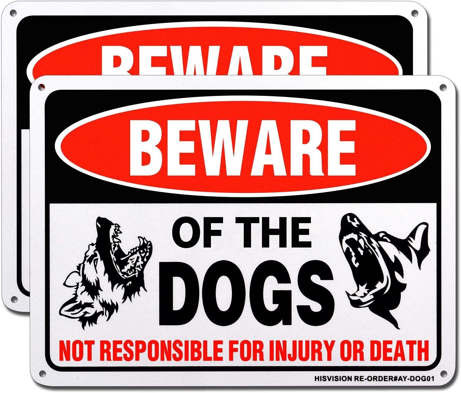 Beware Of Dog Sign 2 Pack Aluminum 10x 7 Rust Free Warning Signs Professional