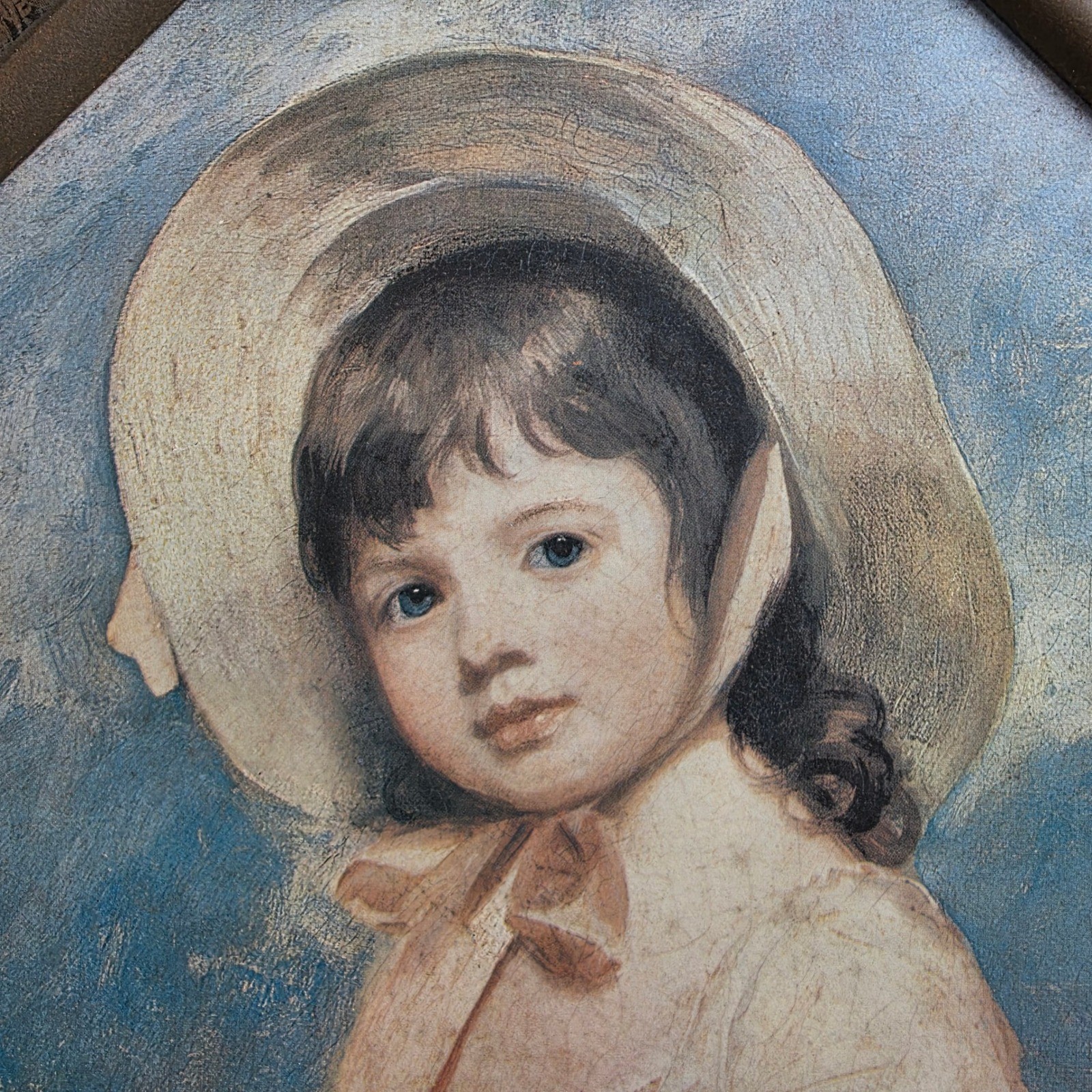 Vintage 70s Tin Lithograph George Romney’s Portrait of Miss Juliana Willoughby
