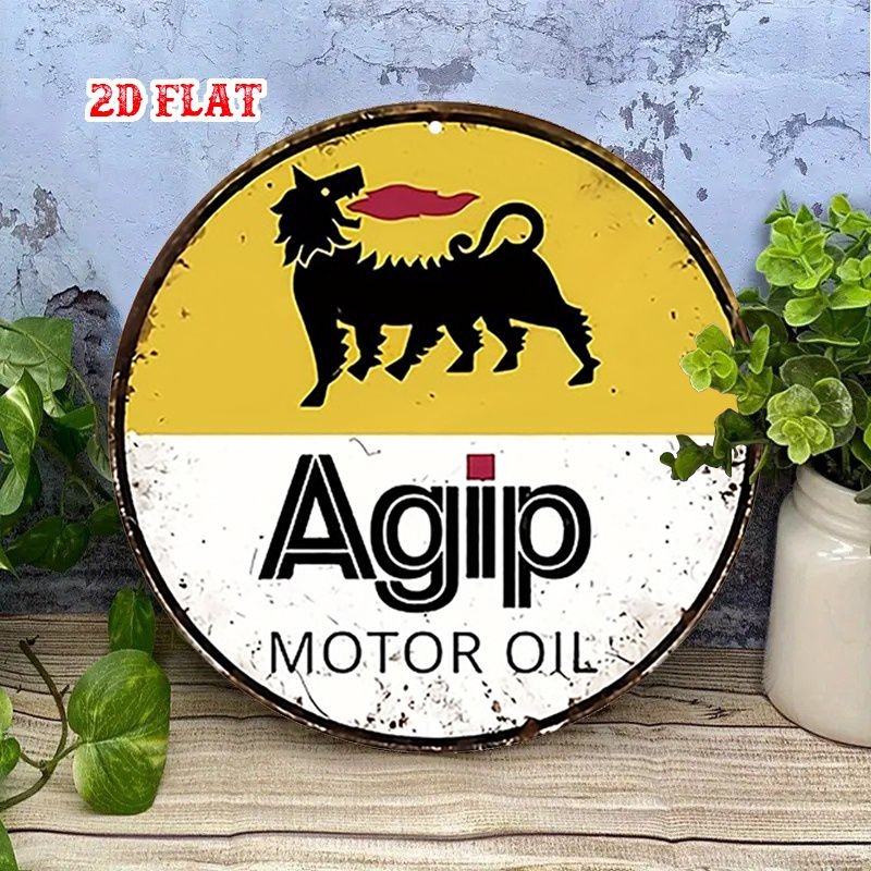 Agip Motor Oil Metal Sign Vintage Retro Gas Station Garage Wall Decor Tin Art