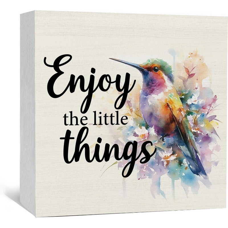 Enjoy The Little Things Wood Plaque Floral Bird Table Decor for Bedroom Present