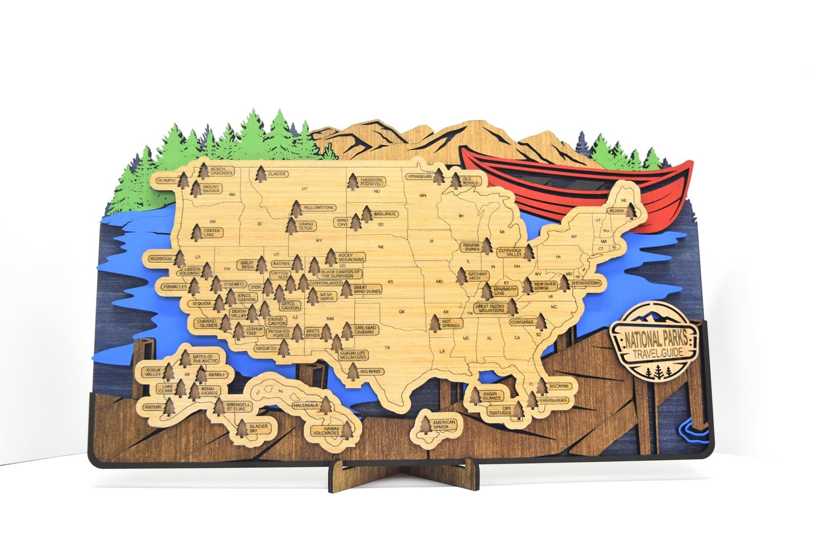 Handmade National Parks Wooden Travel Map