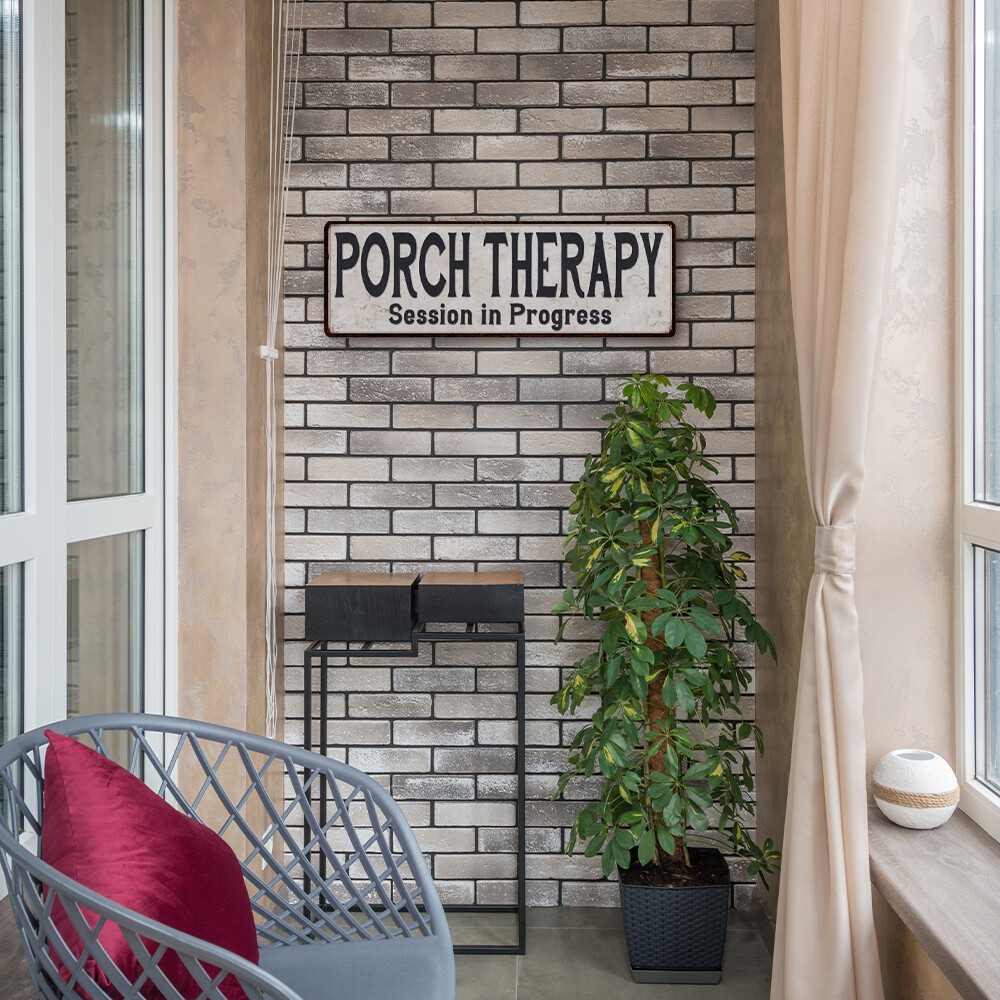 Porch Therapy Vintage Look Reproduction Black White Metal Sign 106180023039
