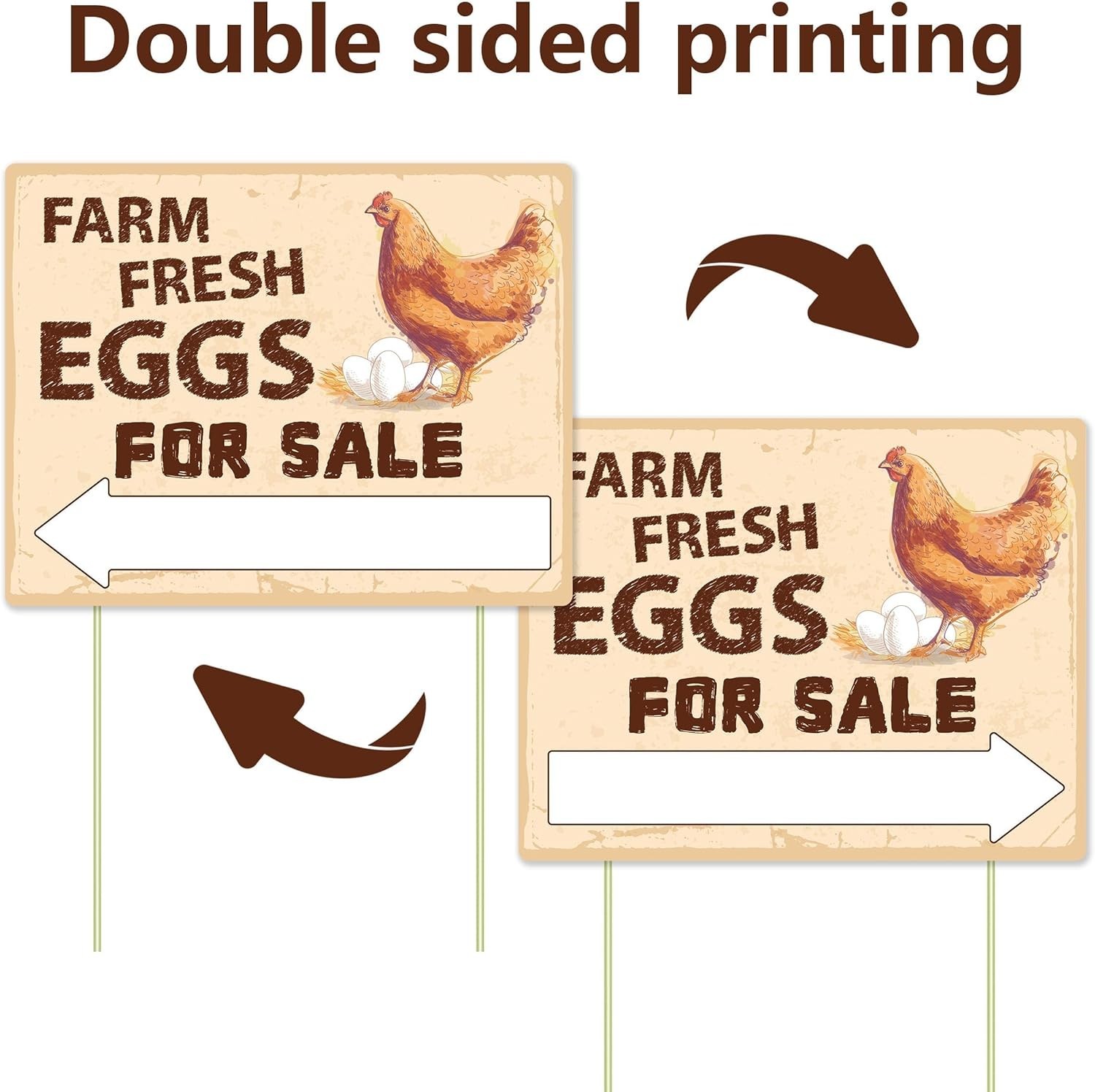 3Pcs Double Sided Farm Fresh Eggs Sign Eggs for Sale Sign Corrugated Plastic Fre