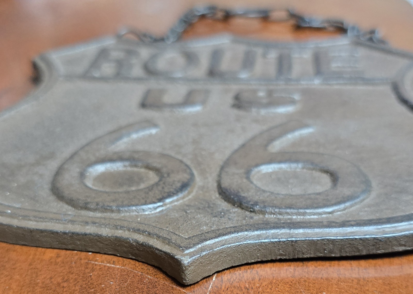 7½” Route US 66 Wrought Iron Wall Hanging Sign Heavy “Get You Kicks” “Truckin”