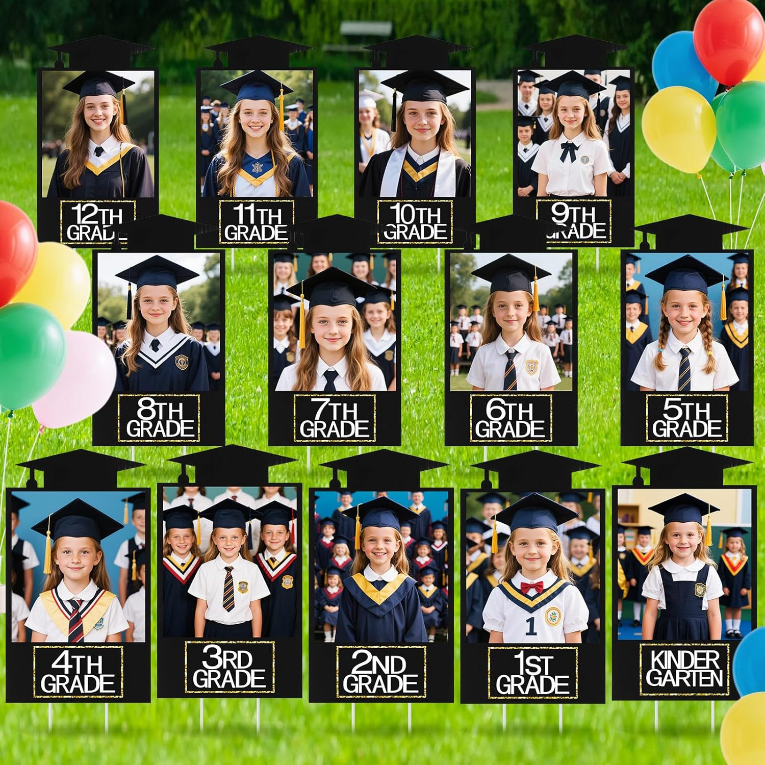 Briwooody 13 Pcs DIY Graduation Yard Sign 2026 Including Kindergarten to 12Th Gr